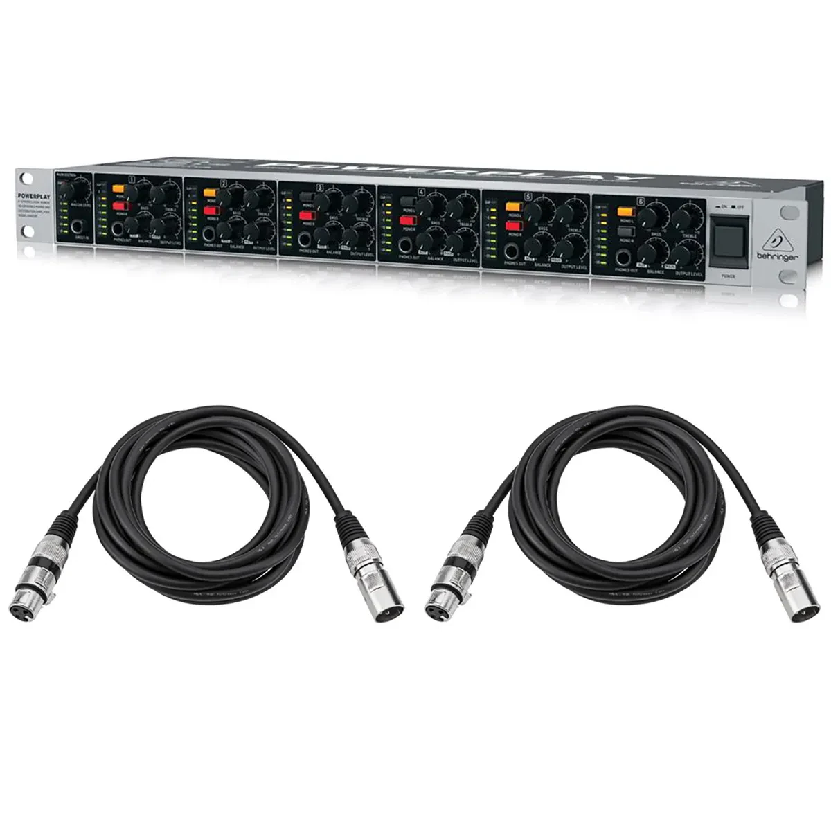 Behringer POWERPLAY HA6000 6-Ch Headphones Mixing Amplifier w/2x 10' Cable