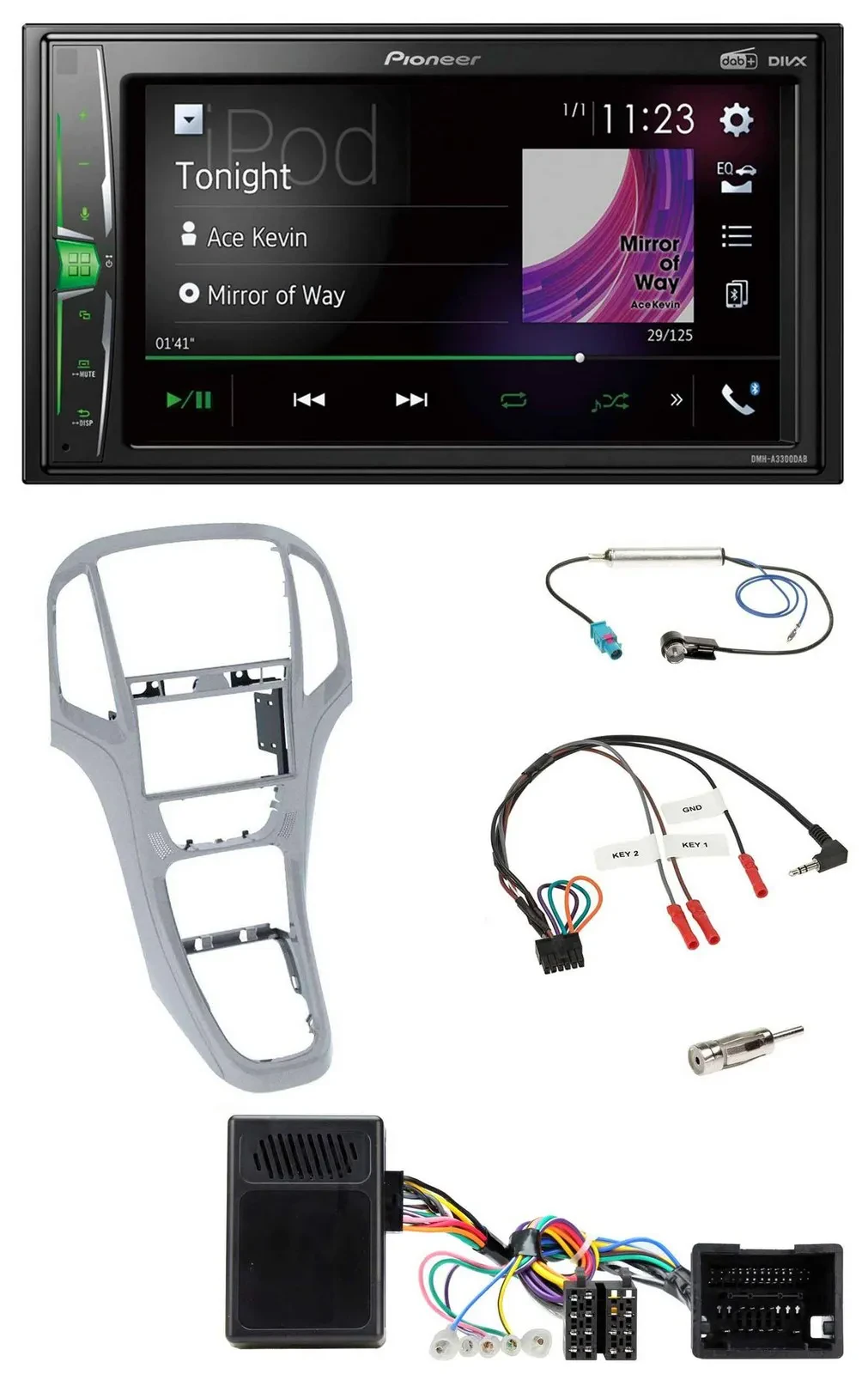 Pioneer 2DIN Lenkrad DAB USB Bluetooth Autoradio für Opel Astra J ab 09 Platinsi