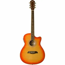 Oscar Schmidt OACEFCS Cherry Sunburst Auditorium Acoustic Electric Guitar