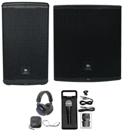 JBL EON712 12" DJ PA Speaker w/Bluetooth+EON718S 18" Subwoofer+Mic+Headphones
