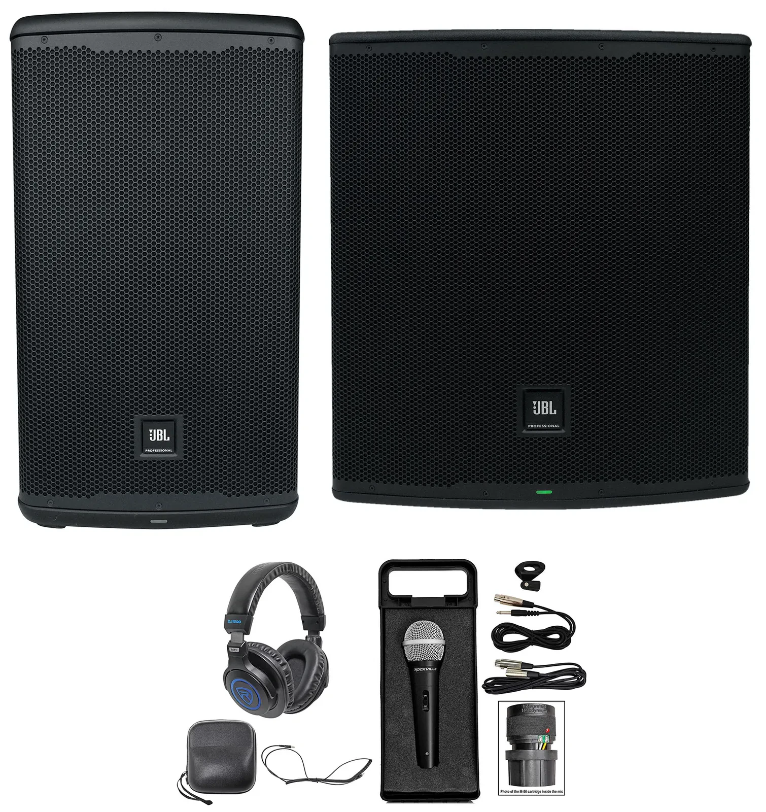 JBL EON712 12" DJ PA Speaker w/Bluetooth+EON718S 18" Subwoofer+Mic+Headphones