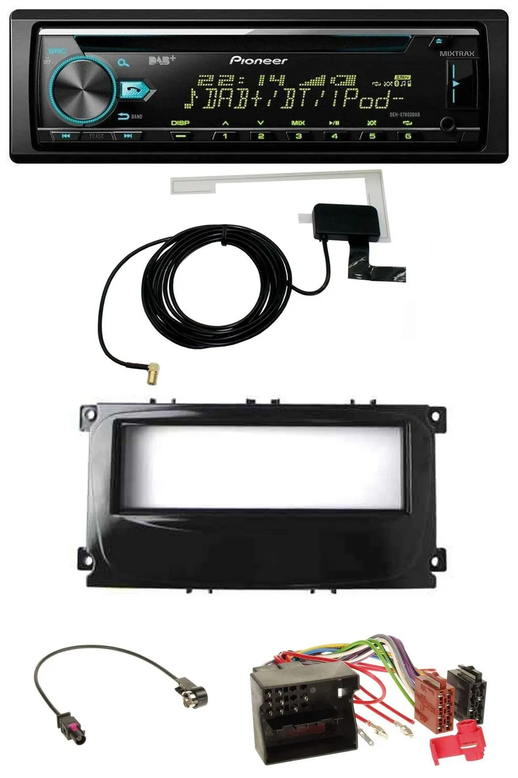 Pioneer MP3 AUX CD USB DAB Autoradio für Ford C-Max Galaxy Focus ab 2007 glänzen