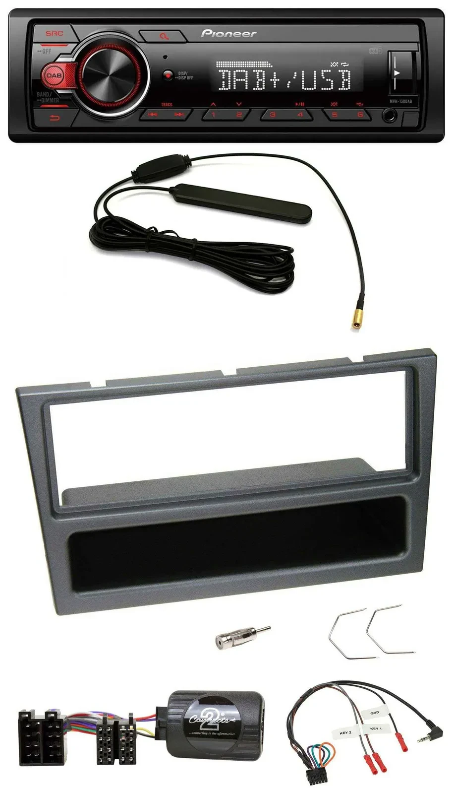 Pioneer MP3 DAB 1DIN Lenkrad USB Autoradio für Opel Agila Corsa C Omega schwarz