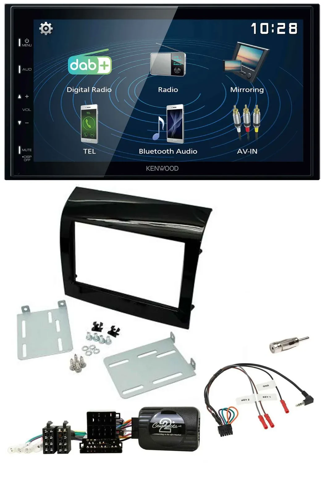 Kenwood 2DIN Bluetooth Lenkrad USB DAB Autoradio für Fiat Ducato 2012-2015 Piano