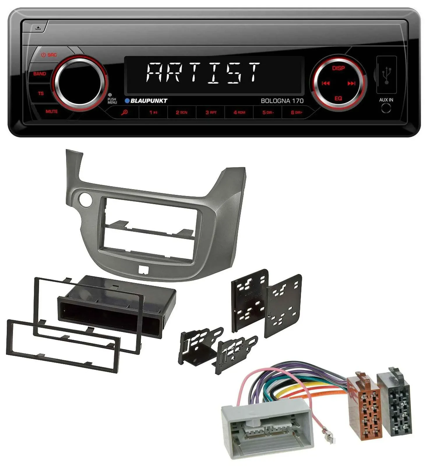 Blaupunkt SD USB 1DIN MP3 AUX Autoradio für Honda Jazz (ab 2009) - silber
