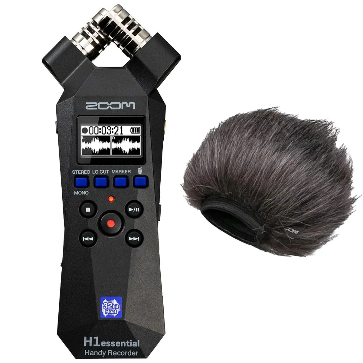 Zoom H1essential 2-Track 32-Bit Float Handy Recorder, Bundle with WSH-1E Hairy W