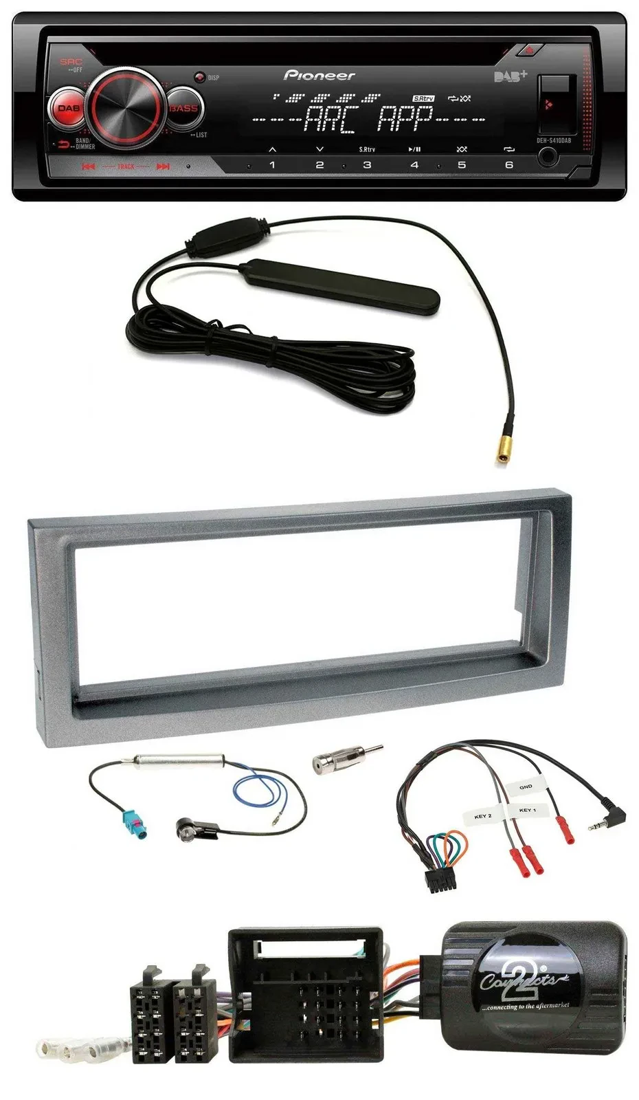 Pioneer CD USB Lenkrad DAB MP3 Autoradio für Citroen C5 ab 2005 grau-metallic