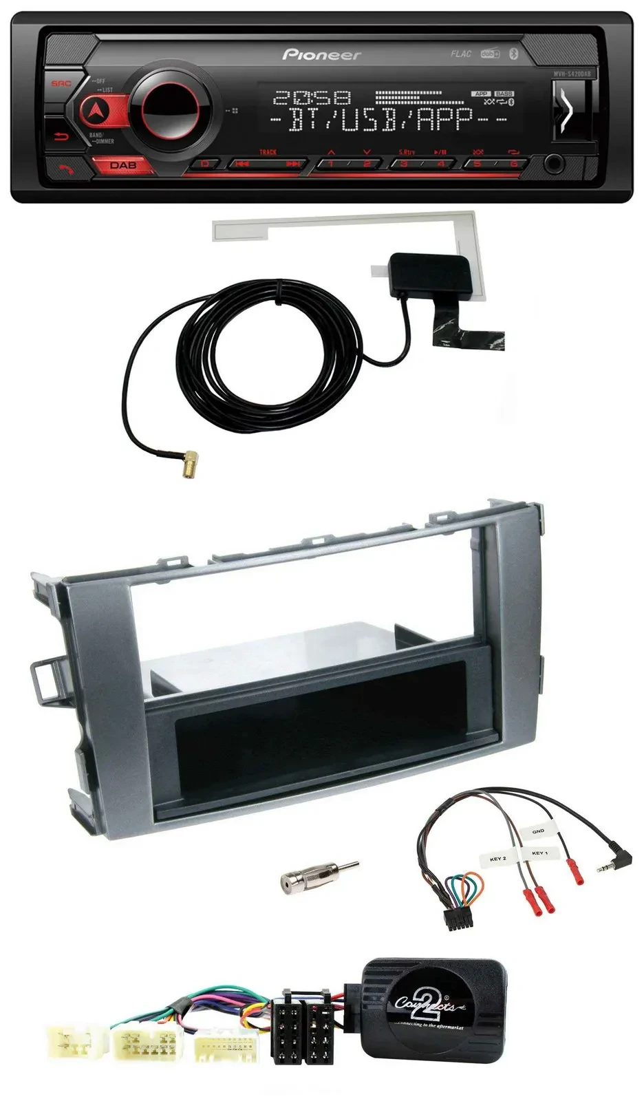 Автомагнитола для Toyota Avensis T25 Pioneer DAB, USB, Bluetooth, поддержка кнопок на руле