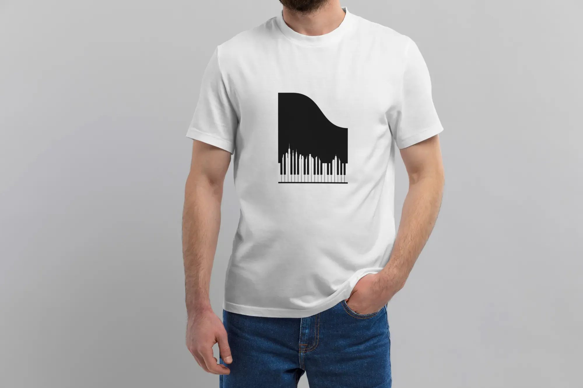 Футболка Popmerch MWL92 "Grand Piano" белая, мужская, размер L
