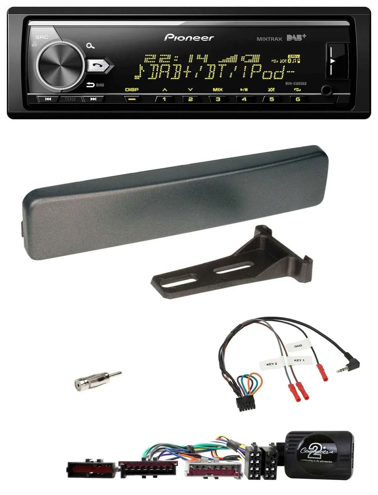 Автомагнитола Pioneer Bluetooth USB DAB для Ford Mondeo/Focus, антрацит