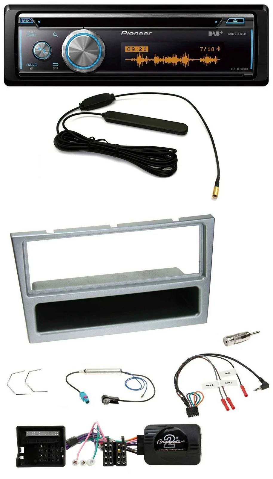 Pioneer CD USB Bluetooth DAB Lenkrad Autoradio für Opel Corsa C Tigra Meriva sil