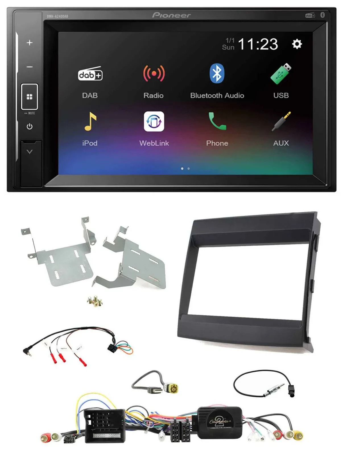 Pioneer DAB Lenkrad 2DIN Bluetooth USB Autoradio für Porsche Cayenne 2011-2016