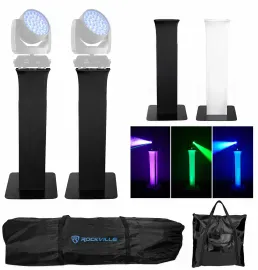 (2) Totem Stands+Black+White Scrims For (2) Chauvet Rogue R3 Wash Lights