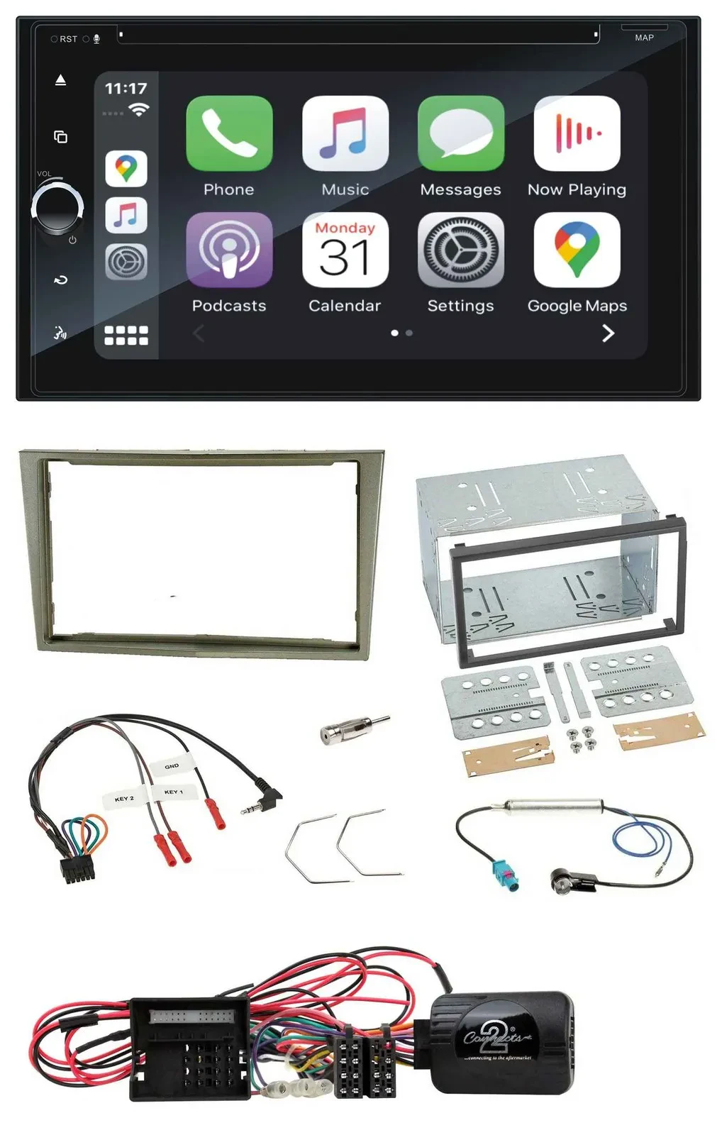 Blaupunkt DAB Lenkrad TMC Bluetooth USB 2DIN Navigation für Opel Corsa D satin-s