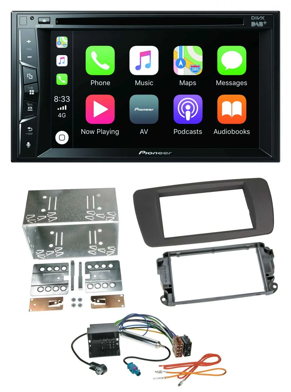 Pioneer MP3 USB DVD Bluetooth DAB 2DIN Autoradio für Seat Ibiza ab 08 tuam-grey