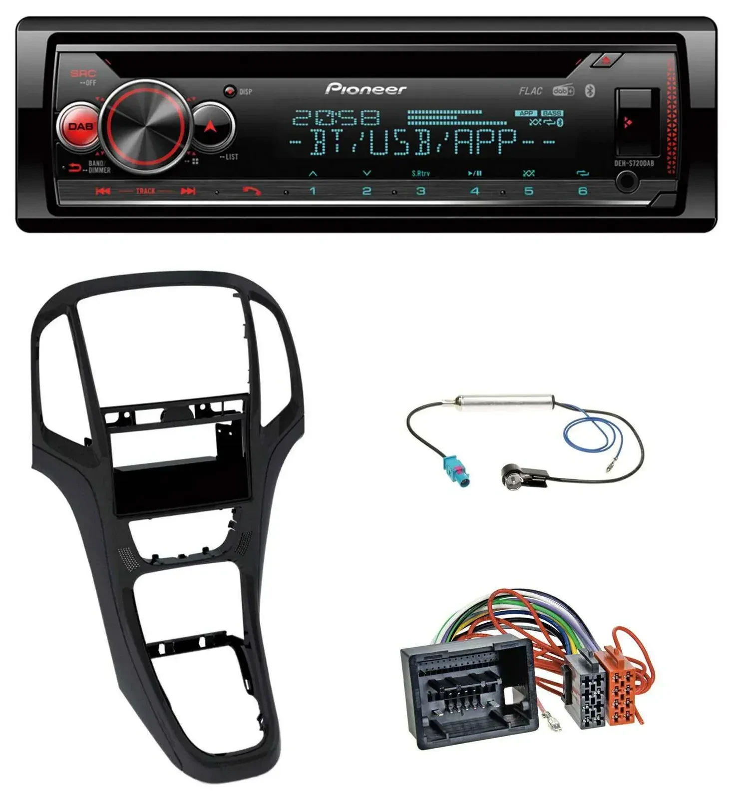 Автомагнитола Pioneer DAB, CD, Bluetooth, USB для Opel Astra J (с 2009), перламутровый чёрный