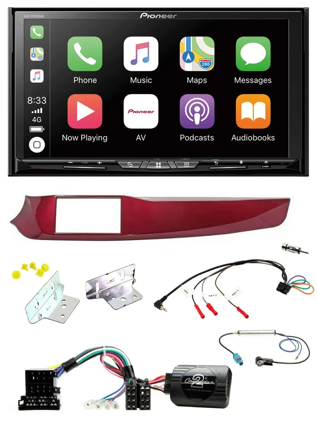 Pioneer 2DIN Lenkrad USB DAB DVD Bluetooth Autoradio für Alfa Giulietta rot 940