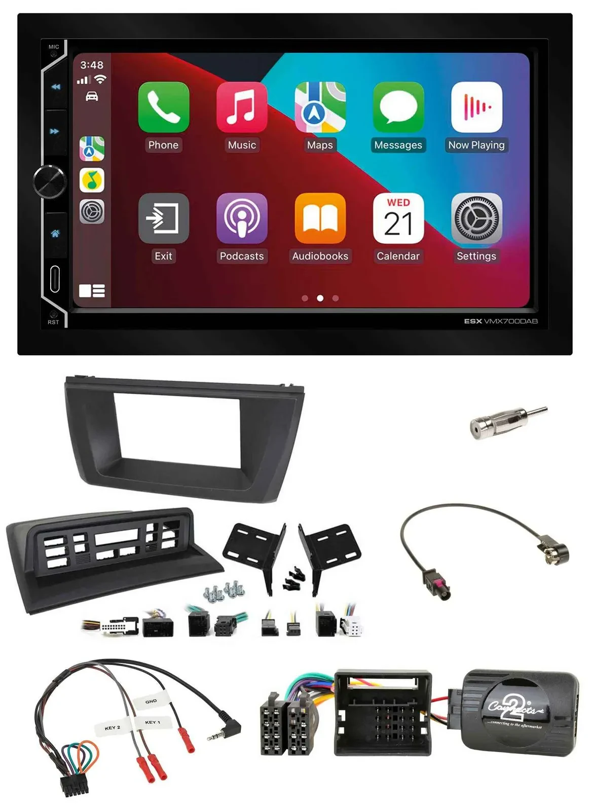 ESX 2DIN DAB USB Lenkrad Bluetooth Autoradio für BMW X3 E83 2004-2010 mittig