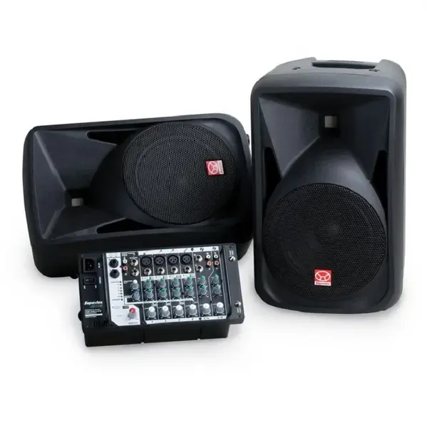 Портативный акустический комплект Superlux SP108 из двух акустических систем и микшера
