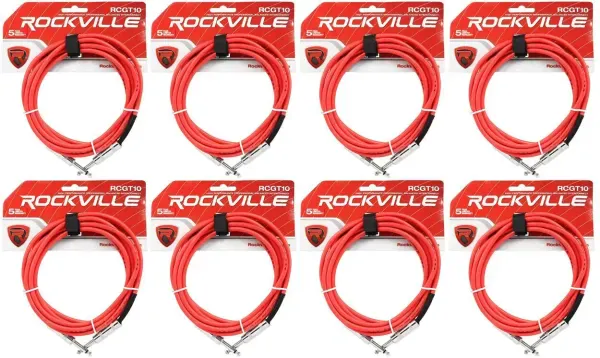 Инструментальный кабель Rockville RCGT10R Red 3 м (8 штук)