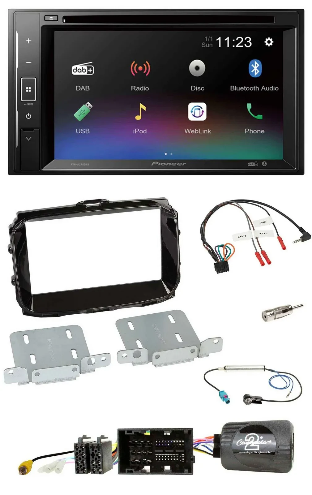 Pioneer Bluetooth Lenkrad USB 2DIN DAB DVD Autoradio für Alfa Giulietta 2014-202