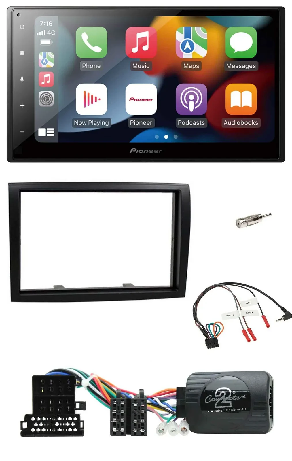 Автомагнитола для Citroen Jumper (2008–2011) Pioneer 2DIN, DAB, Bluetooth, USB, совместимость с кнопками на руле