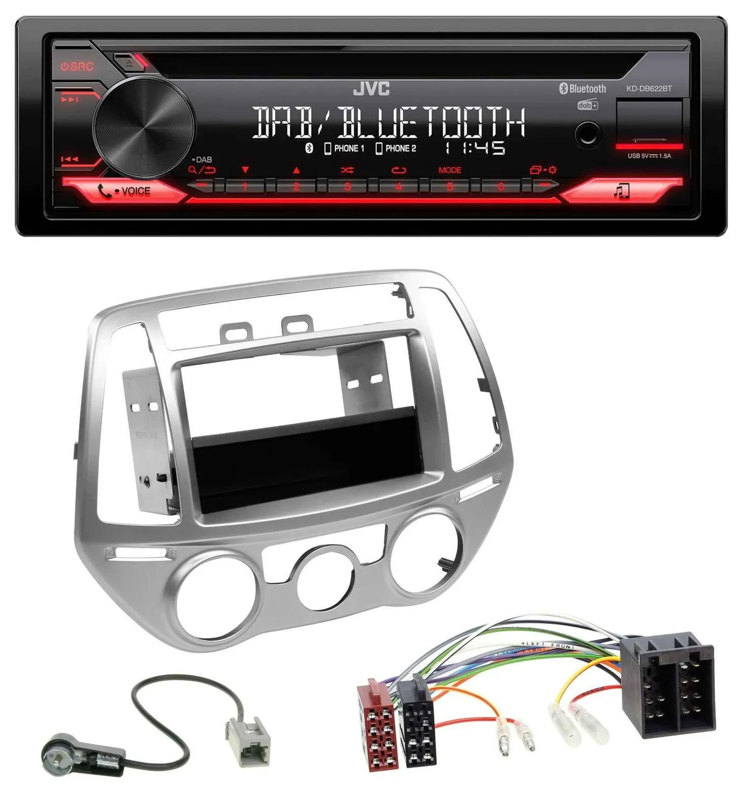 Автомагнитола для Hyundai i20 (2012–2014) JVC CD DAB USB Bluetooth MP3