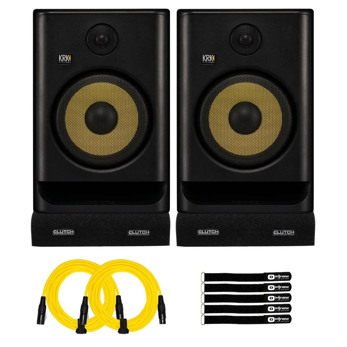 KRK Rokit RP8 G5 8" Studio Monitors 2-Pack with Yellow XLR Cables