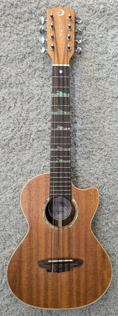 Luna Uke HTT 8 High Tide Tenor 8 String Mahogany Acoustic Electric Ukulele w/Bag