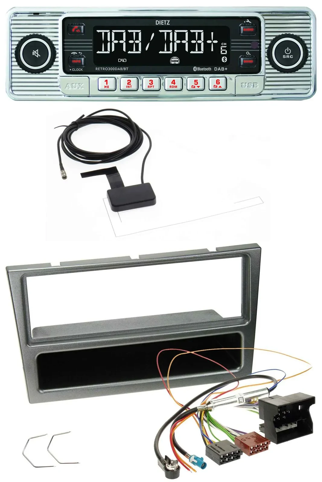 Dietz Bluetooth USB MP3 DAB Autoradio für Opel Corsa C Quadlock 2004-2006 alumin