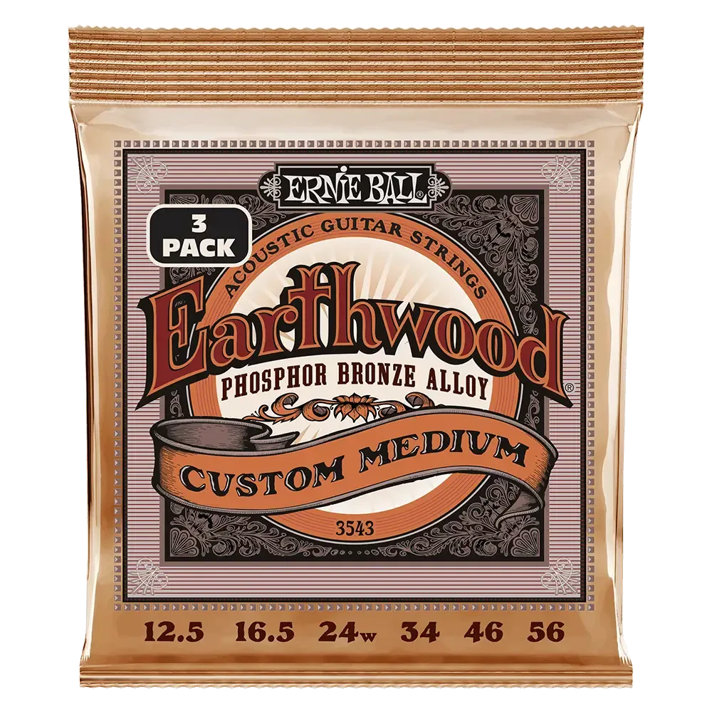 Струны для акустической гитары ERNIE BALL 3543 Earthwood Phosphor Bronze Custom Medium 3 Pack 12.5-56