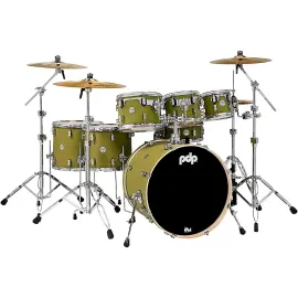 PDP by DW Concept Maple 7-Piece Shell Pack with Chrome Hardware Satin Olive