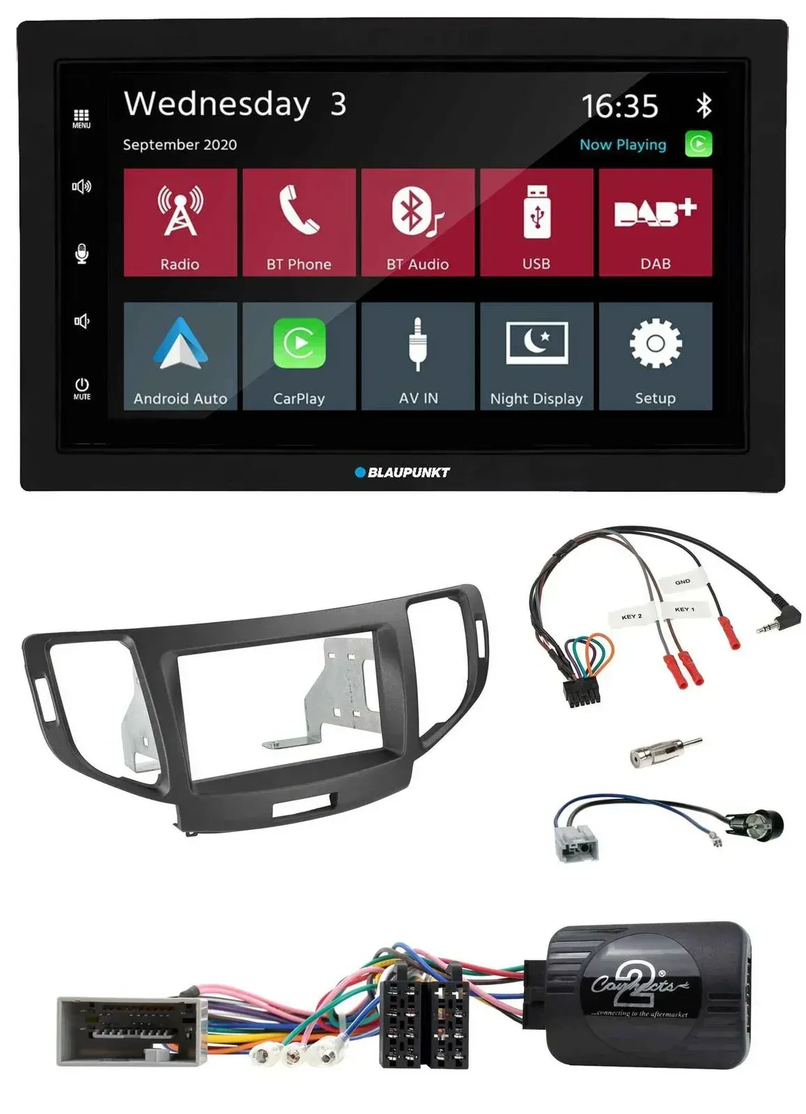 Blaupunkt 2DIN Lenkrad USB Bluetooth DAB Autoradio für Honda Accord 2008-2015 an