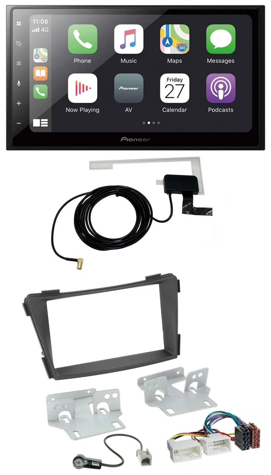 Pioneer USB MP3 2DIN Bluetooth DAB Autoradio für Hyundai i40 VF ab 2011 schwarz