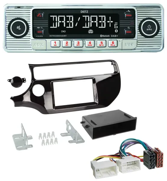 Dietz Bluetooth MP3 DAB USB Autoradio für Kia Rio UB ab 2015 piano-schwarz