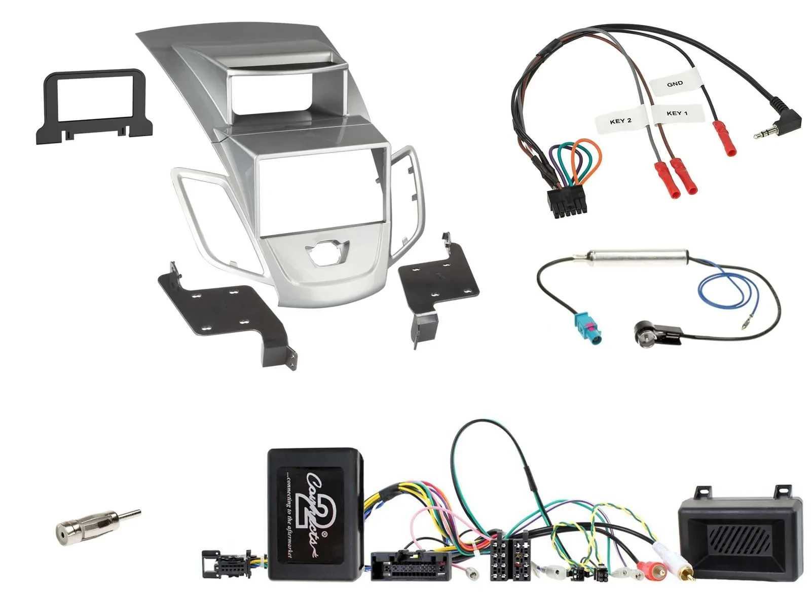 Einbauset Lenkradadapter Doppel DIN Autoradio für Ford Fiesta 2013-2017 Display