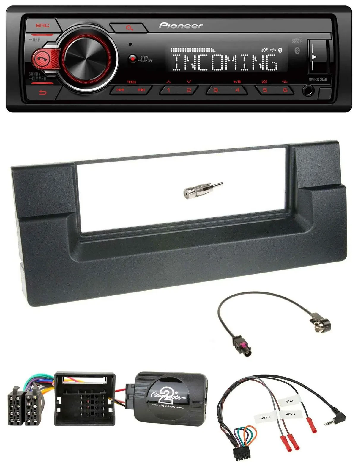 Pioneer Bluetooth USB DAB Lenkrad Autoradio für BMW 5er E39 2001-2004 Quadlock