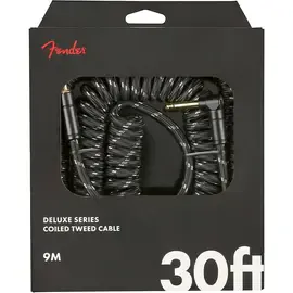 Инструментальный кабель Fender Deluxe Series Straight/Angle 30' Coiled Black Tweed