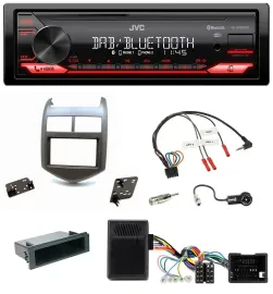 JVC Bluetooth USB DAB Lenkrad Autoradio für Chevrolet Aveo ab 11 dunkelgraumetal