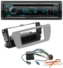 Автомагнитола Kenwood MP3 Bluetooth DAB USB CD для Seat Ibiza (с 2008), серый
