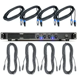 Audio MS 2004 D 4-Kanal Digitalendstufe Set 4x190W inkl. Kabel Speaker Twist