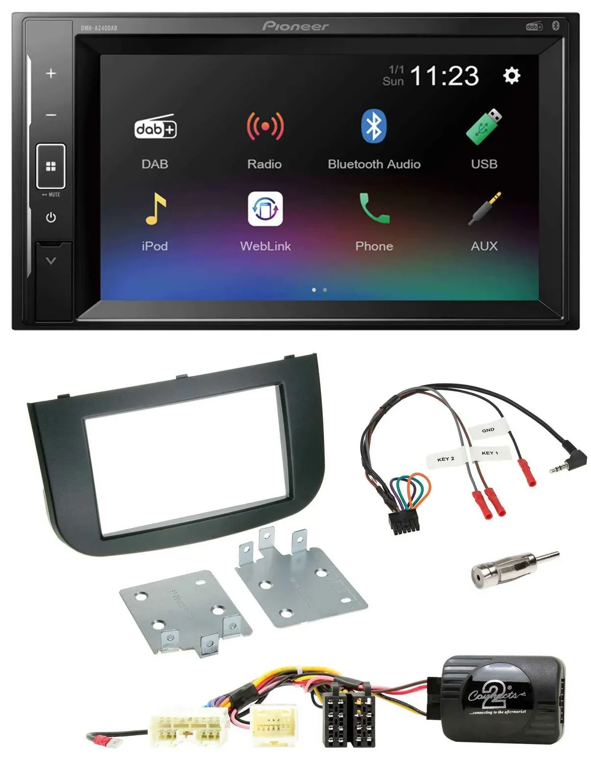 Автомагнитола для Mitsubishi Colt 2008–2020 Pioneer 2DIN, DAB, Bluetooth, USB