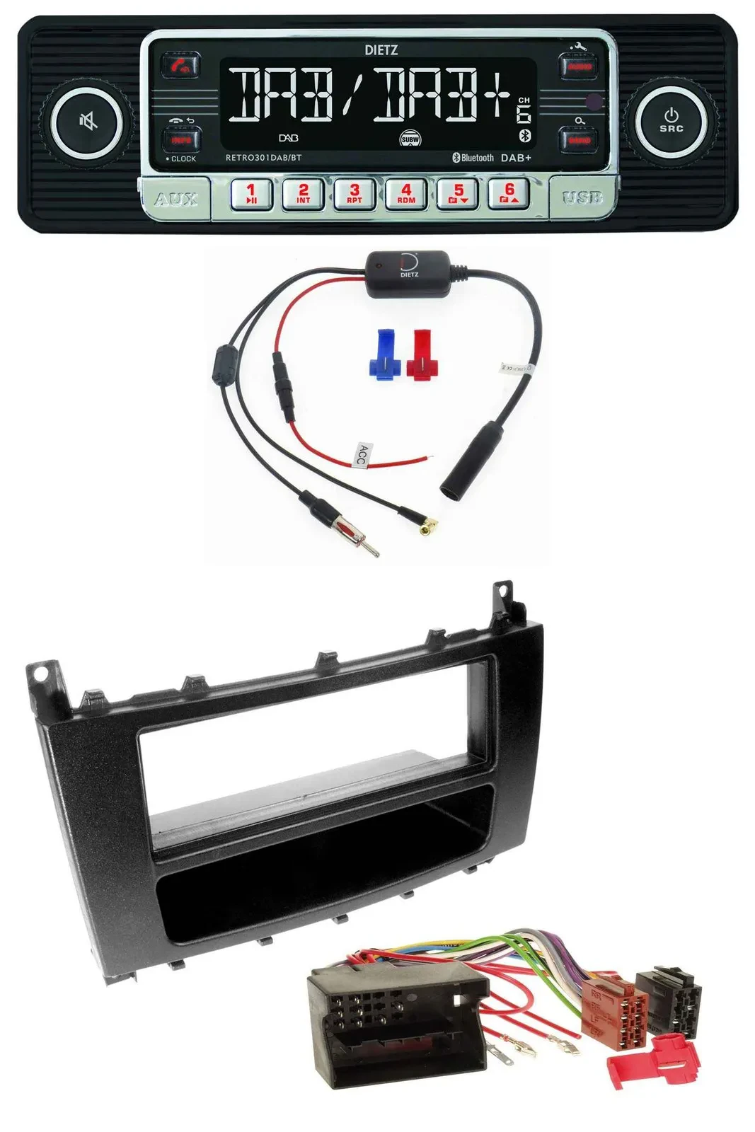 Dietz MP3 DAB Bluetooth USB Autoradio für Mercedes CLK W209 C-Klasse W203