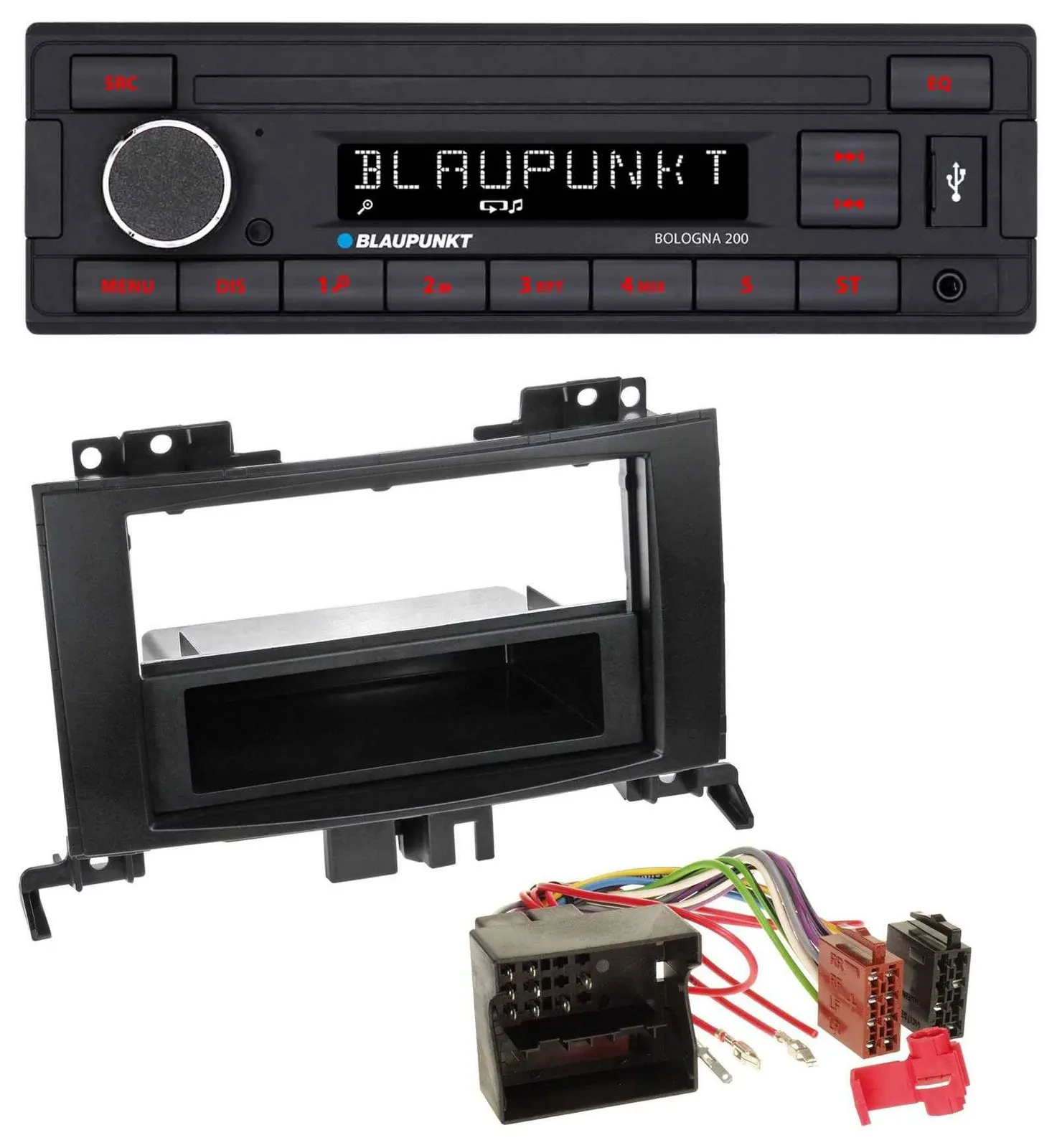 Blaupunkt MP3 AUX USB 1DIN Autoradio für Mercedes Sprinter ab 06 Rubbertouch