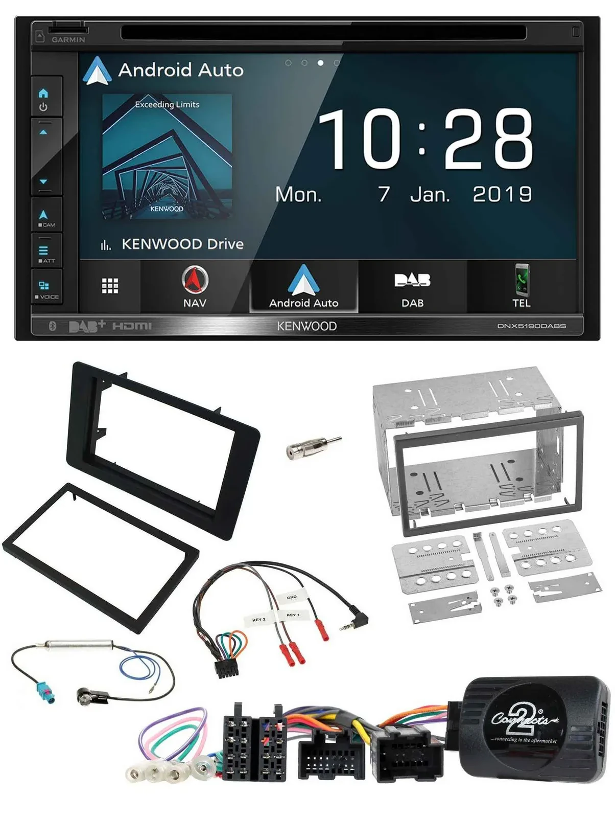 Kenwood DAB TMC USB 2DIN Lenkrad Bluetooth Navigation für Saab 9-5 2008-2010