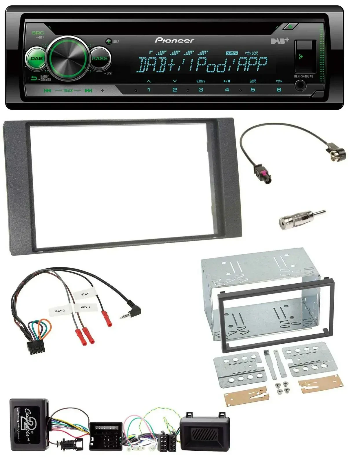 Автомагнитола Pioneer CD/USB MP3 DAB для Ford Kuga (2008–2012), антрацит, поддержка кнопок на руле