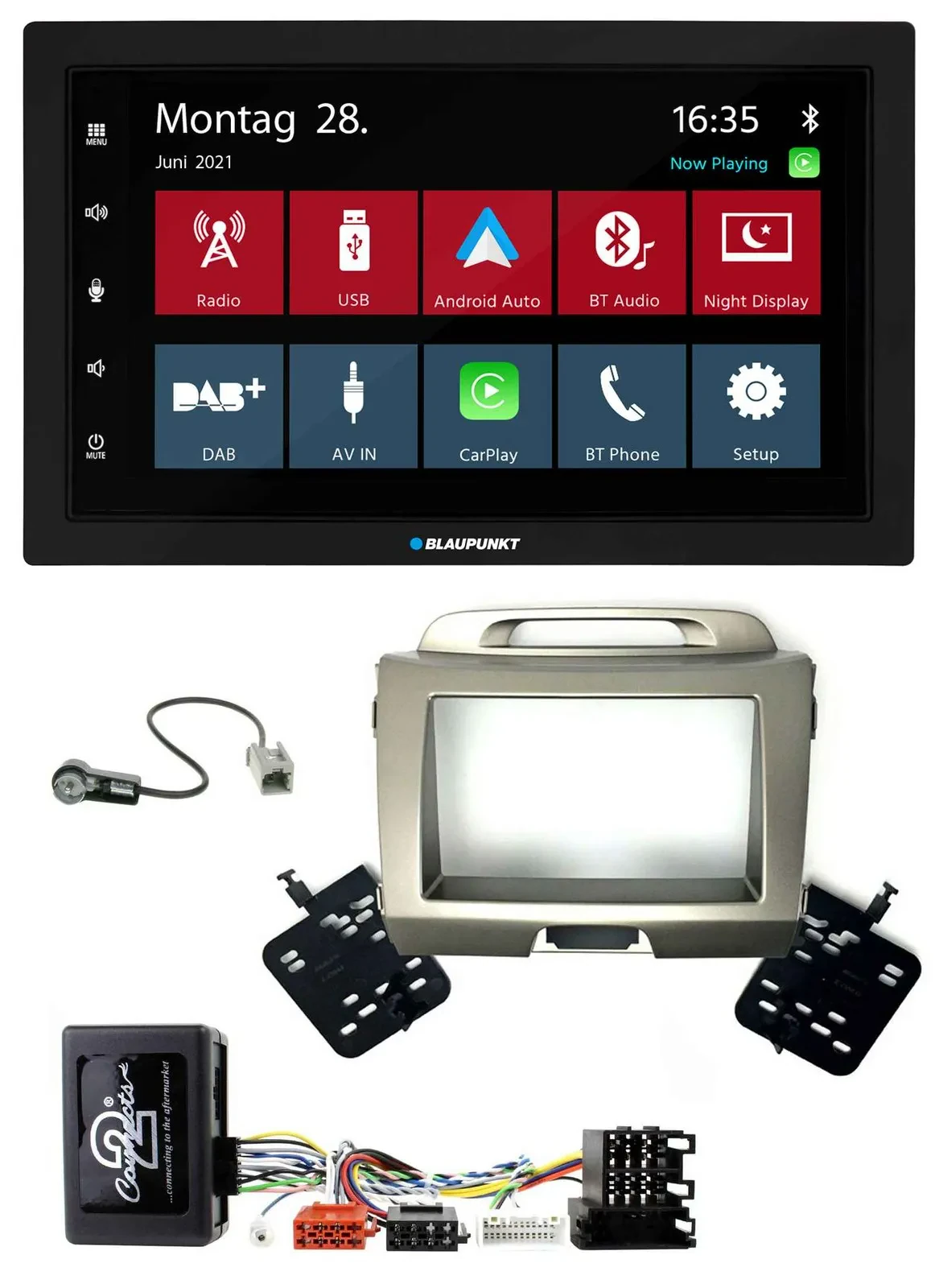 Blaupunkt Lenkrad Bluetooth DAB 2DIN USB Autoradio für Kia Sportage 3 Navi 10-15