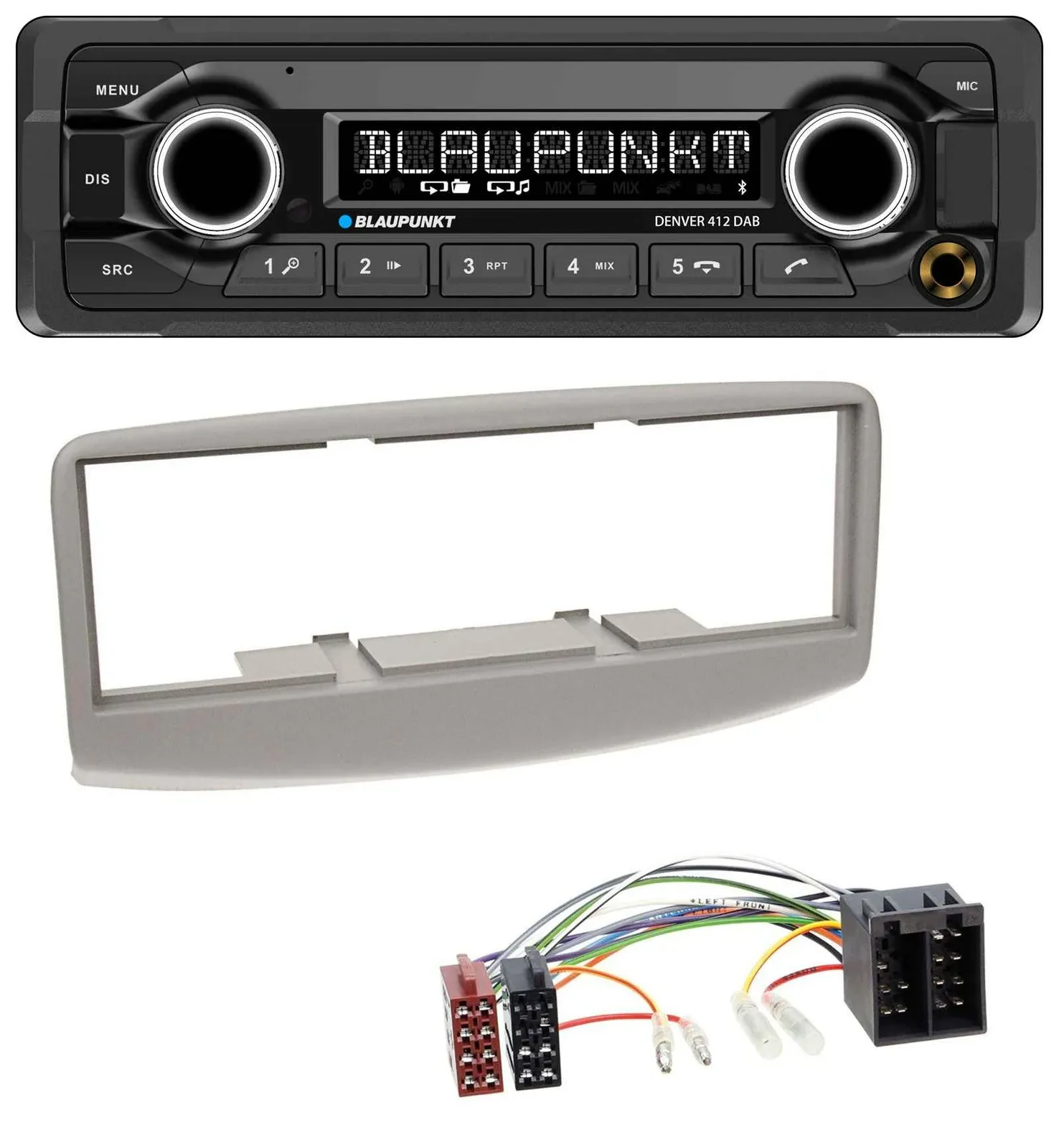 Автомагнитола для Fiat Multipla 186 (1999–2010) Blaupunkt Bluetooth, DAB, MP3, USB серый