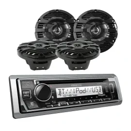 Kenwood KMR-D382BT CD Marine Receiver Package + 6.5" Coaxial Speaker