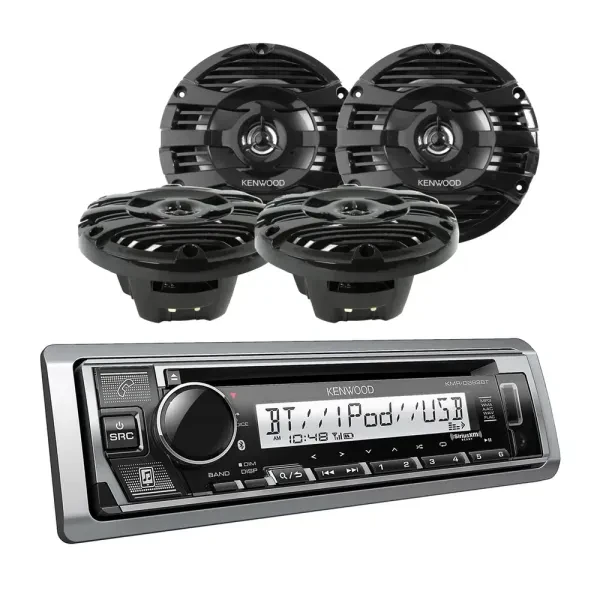Kenwood KMR-D382BT CD Marine Receiver Package + 6.5" Coaxial Speaker
